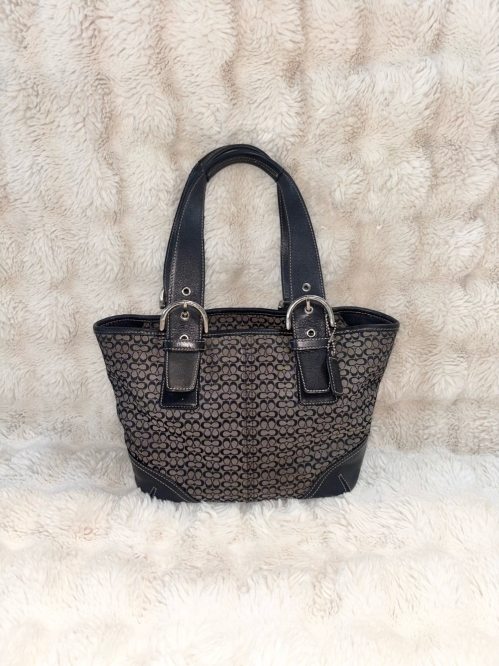 Coach Grey and Black Signature Jacquard Tote